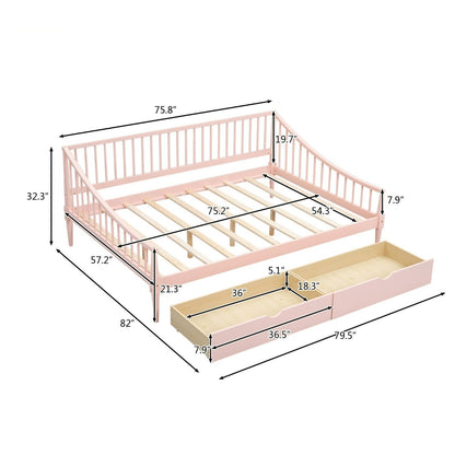 Full-Size Daybed with Two Storage Drawers and Support Legs