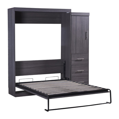 Full Size Murphy Bed with Wardrobe, Drawers, Storage Bed, can be Folded into a Cabinet