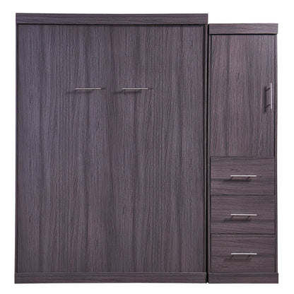 Full Size Murphy Bed with Wardrobe, Drawers, Storage Bed, can be Folded into a Cabinet