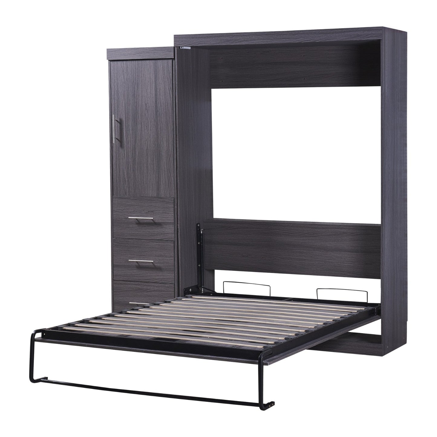 Full Size Murphy Bed with Wardrobe, Drawers, Storage Bed, can be Folded into a Cabinet