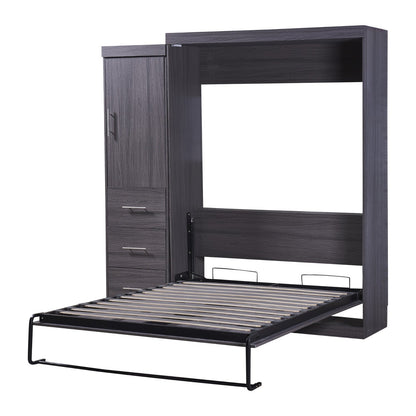 Full Size Murphy Bed with Wardrobe, Drawers, Storage Bed, can be Folded into a Cabinet