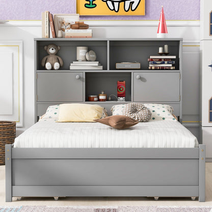 Full Size Platform Bed with Storage Headboard, Charging Station, and 4 Drawers