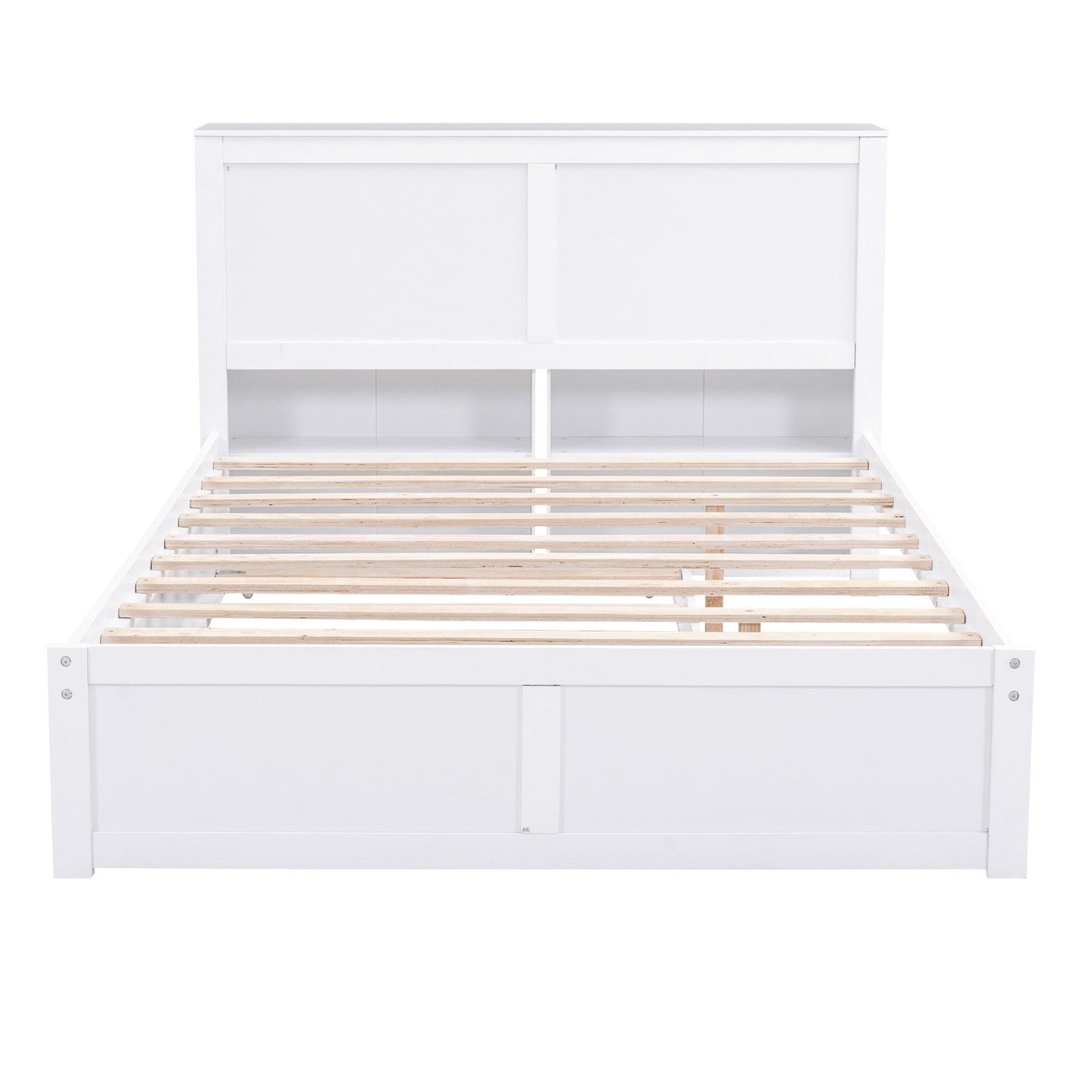 Full Size Platform Storage Bed with Pull Out Shelves and Twin Size Trundle