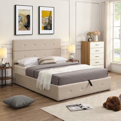 Full Size Upholstered Platform Bed with Underneath Storage