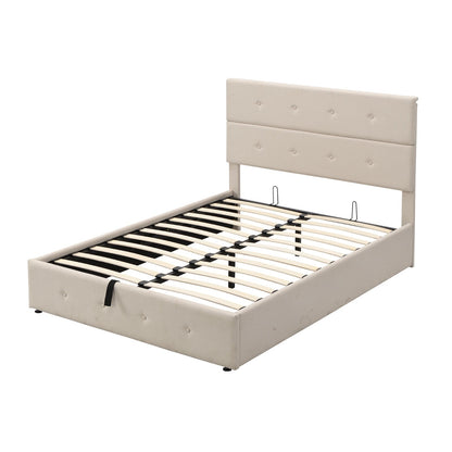 Full Size Upholstered Platform Bed with Underneath Storage