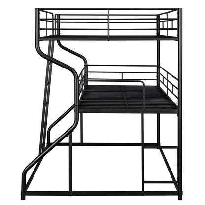 Full XL over Twin XL over Queen Size Triple Bunk Bed with Long and Short Ladder