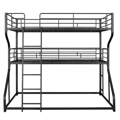 Full XL over Twin XL over Queen Size Triple Bunk Bed with Long and Short Ladder