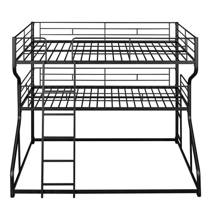 Full XL over Twin XL over Queen Size Triple Bunk Bed with Long and Short Ladder