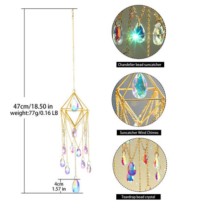 Hanging Sun Catcher Crystal - Hanging Sun Catcher with Chain Rainbow Maker Crystal Prisms for Home Decor