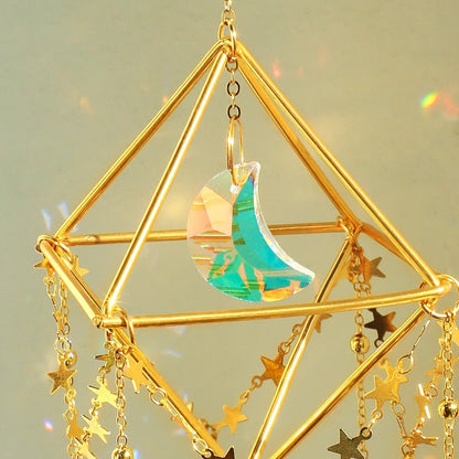 Hanging Sun Catcher Crystal - Hanging Sun Catcher with Chain Rainbow Maker Crystal Prisms for Home Decor