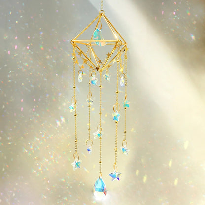 Hanging Sun Catcher Crystal - Hanging Sun Catcher with Chain Rainbow Maker Crystal Prisms for Home Decor