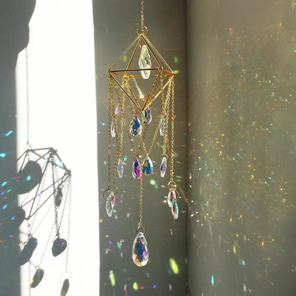 Hanging Sun Catcher Crystal - Hanging Sun Catcher with Chain Rainbow Maker Crystal Prisms for Home Decor - Gear Elevation
