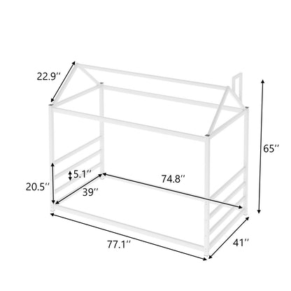 House Platform Bed with Roof and Chimney Design
