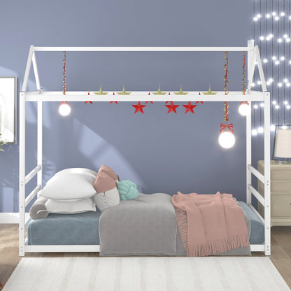 House Platform Bed with Roof and Chimney Design