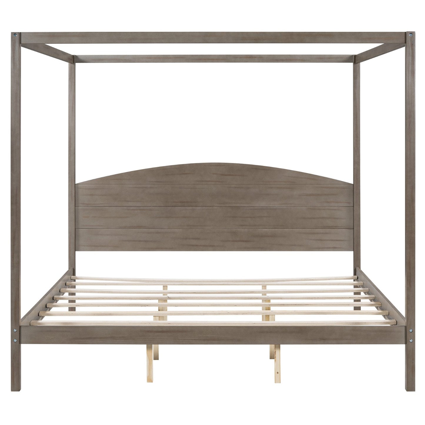 King Size Canopy Platform Bed with Headboard and Support Legs