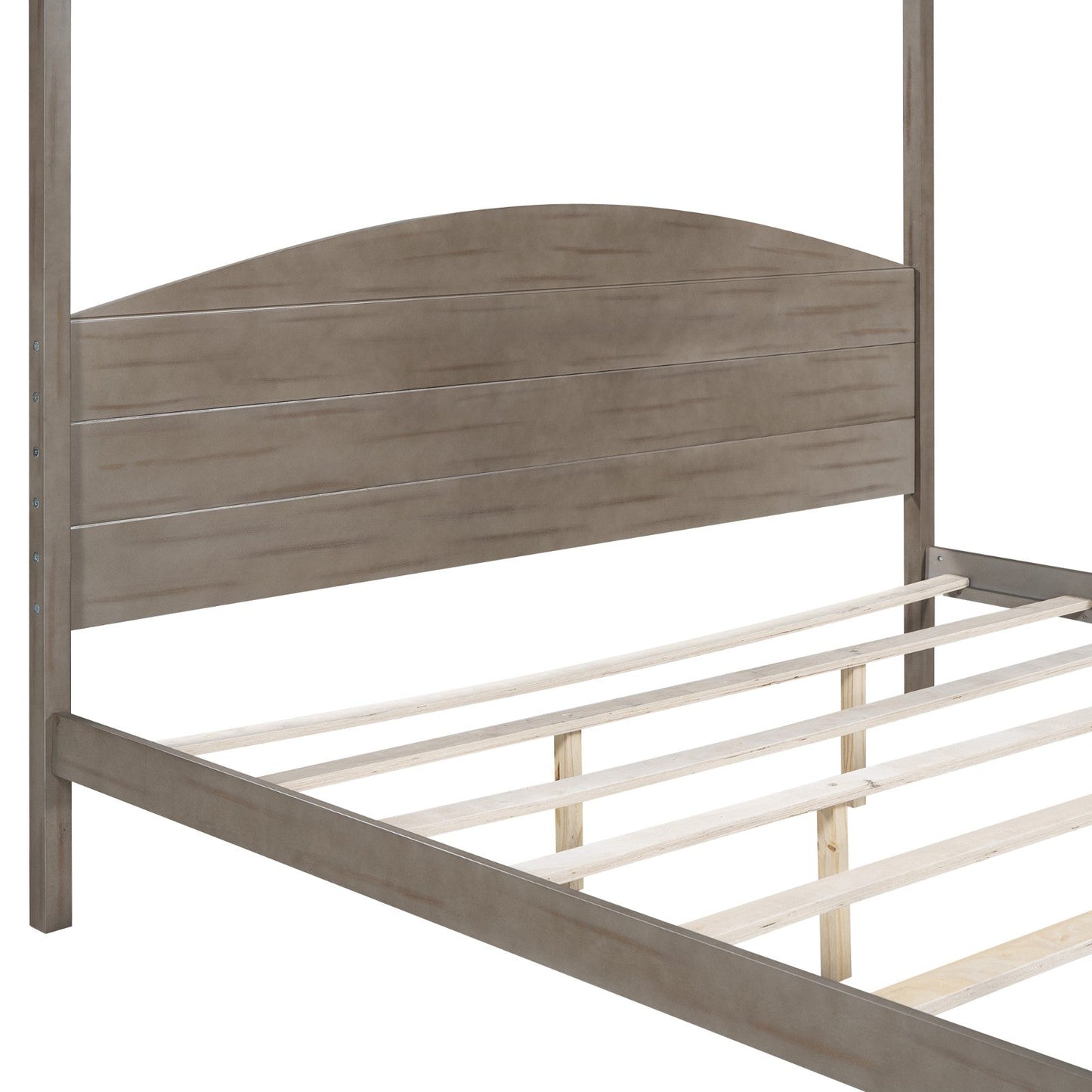 King Size Canopy Platform Bed with Headboard and Support Legs