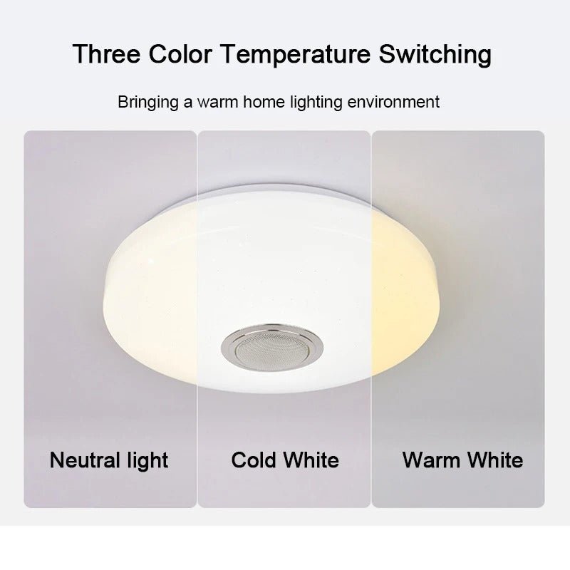 LED Music Ceiling Light - Dimmable Music Light, RGB Color Changing Light with App and Remote Control