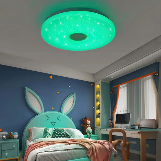 LED Music Ceiling Light - Dimmable Music Light, RGB Color Changing Light with App and Remote Control