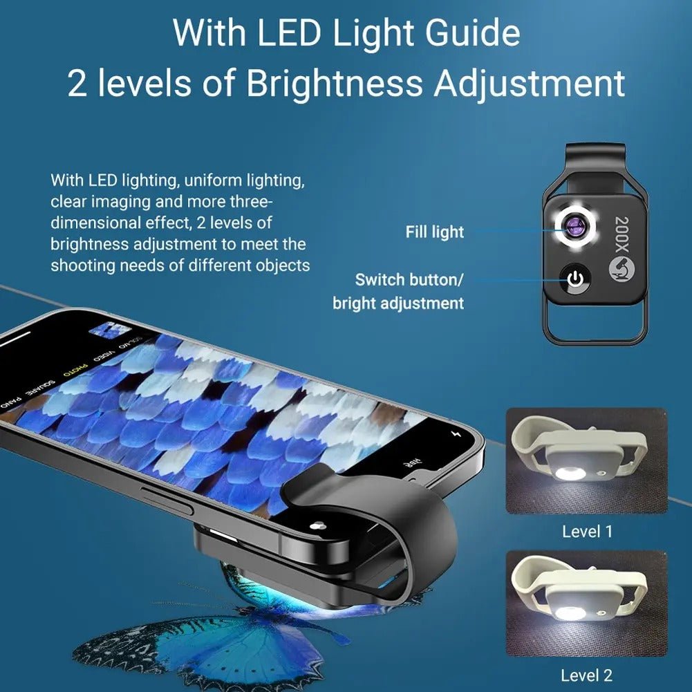 Microscope Mobile Phone Lens - HD 200 Times Children's Science And Education Toys CPL Portable Lens
