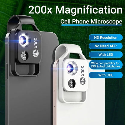 Microscope Mobile Phone Lens - HD 200 Times Children's Science And Education Toys CPL Portable Lens