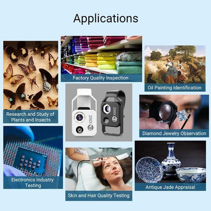 Microscope Mobile Phone Lens - HD 200 Times Children's Science And Education Toys CPL Portable Lens