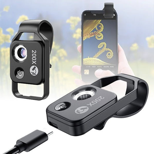 Microscope Mobile Phone Lens - HD 200 Times Children's Science And Education Toys CPL Portable Lens