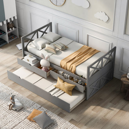 Multi-Functional Daybed with Drawers and Trundle