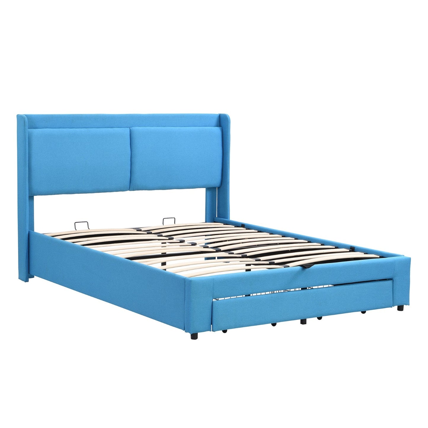 Queen Size Upholstered Hydraulic Platform Bed with Storage and 2 Drawers