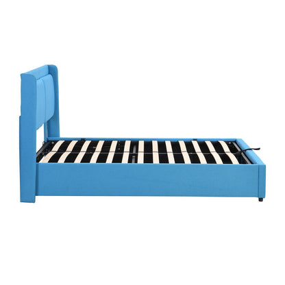 Queen Size Upholstered Hydraulic Platform Bed with Storage and 2 Drawers