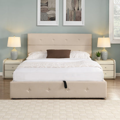 Queen Size Upholstered Platform Bed with Underneath Storage