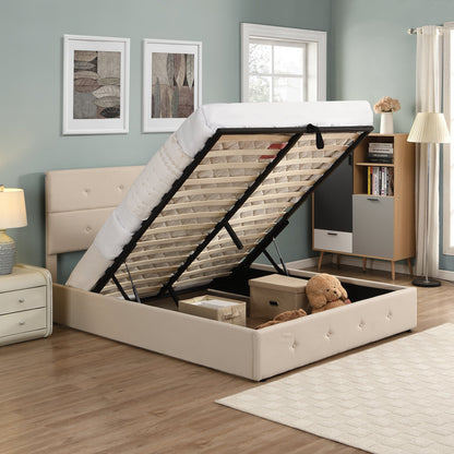 Queen Size Upholstered Platform Bed with Underneath Storage