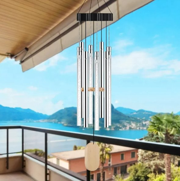 Solar Powered LED Wind Chimes - Solar Tube Wind Chimes for Outside