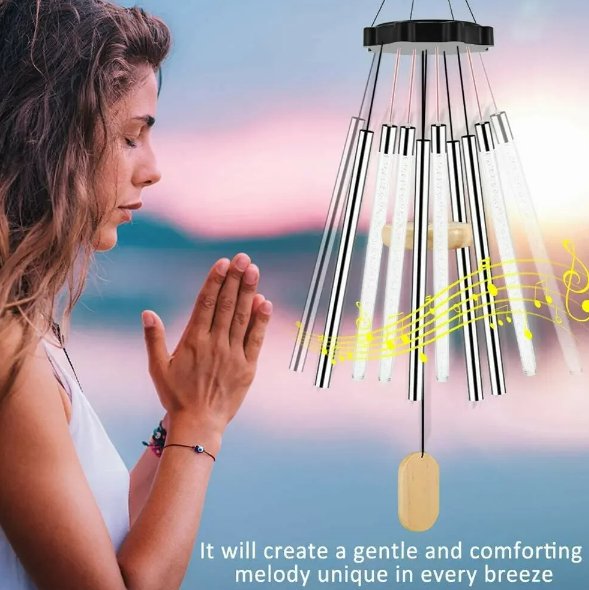 Solar Powered LED Wind Chimes - Solar Tube Wind Chimes for Outside