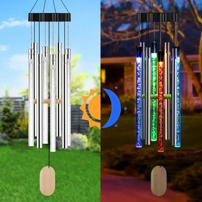 Solar Powered LED Wind Chimes - Solar Tube Wind Chimes for Outside