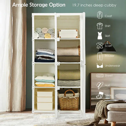 Modular Portable Closet Organizer With 8 Cubbies And 6 Doors