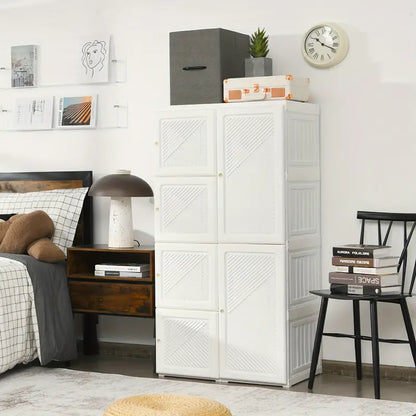 Modular Portable Closet Organizer With 8 Cubbies And 6 Doors