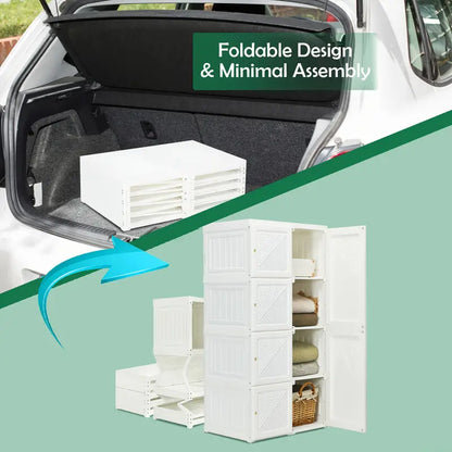 Modular Portable Closet Organizer With 8 Cubbies And 6 Doors
