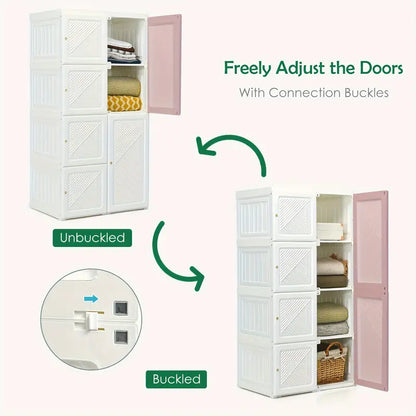Modular Portable Closet Organizer With 8 Cubbies And 6 Doors