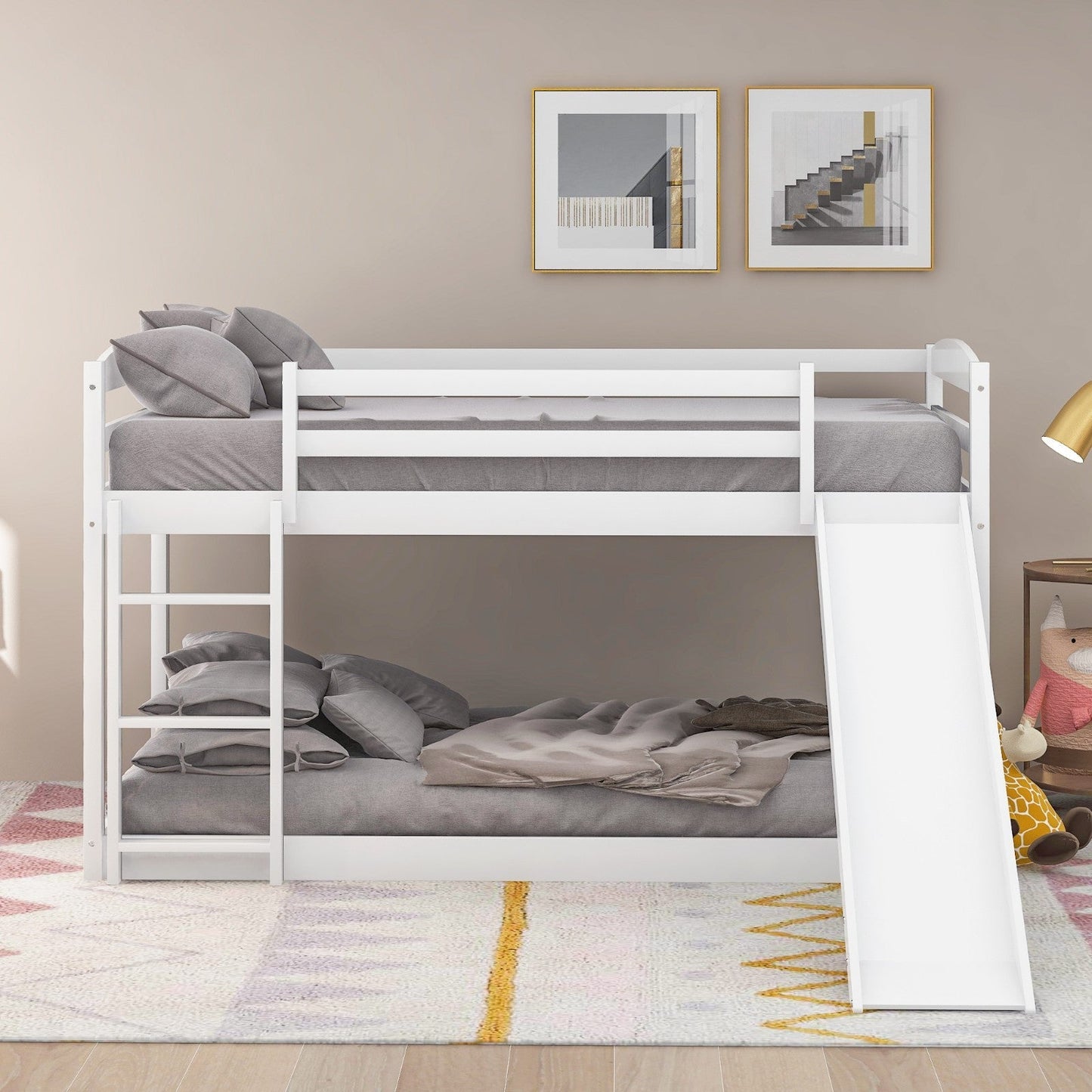 Twin Bunk Bed with Convertible Slide and Ladder