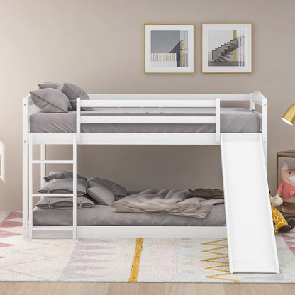 Twin Bunk Bed with Convertible Slide and Ladder