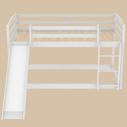 Twin Bunk Bed with Convertible Slide and Ladder