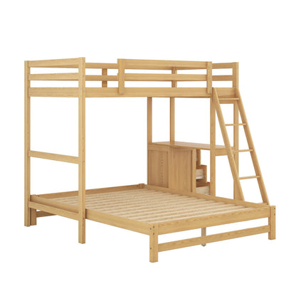 Twin over Full Bunk Bed with Built-in Desk and Three Drawers