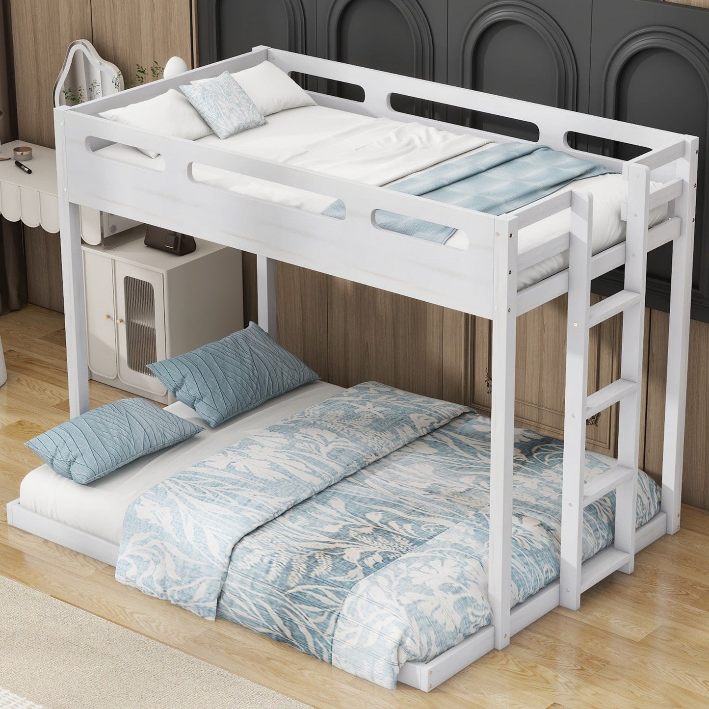 Twin over Full Bunk Bed with Built-in Ladder