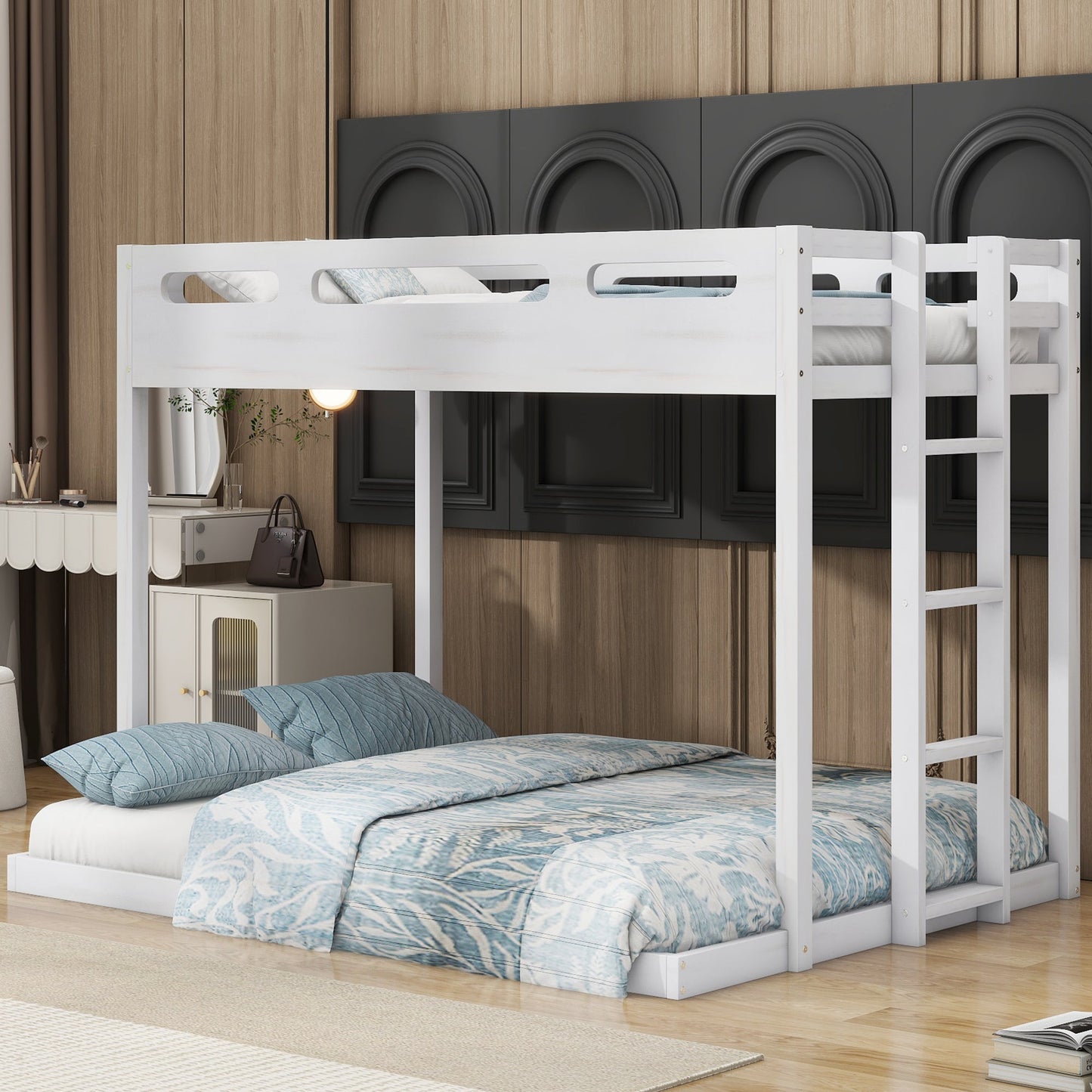 Twin over Full Bunk Bed with Built-in Ladder