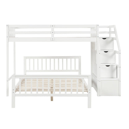 Twin over Full Loft Bed with Staircase - Gear Elevation