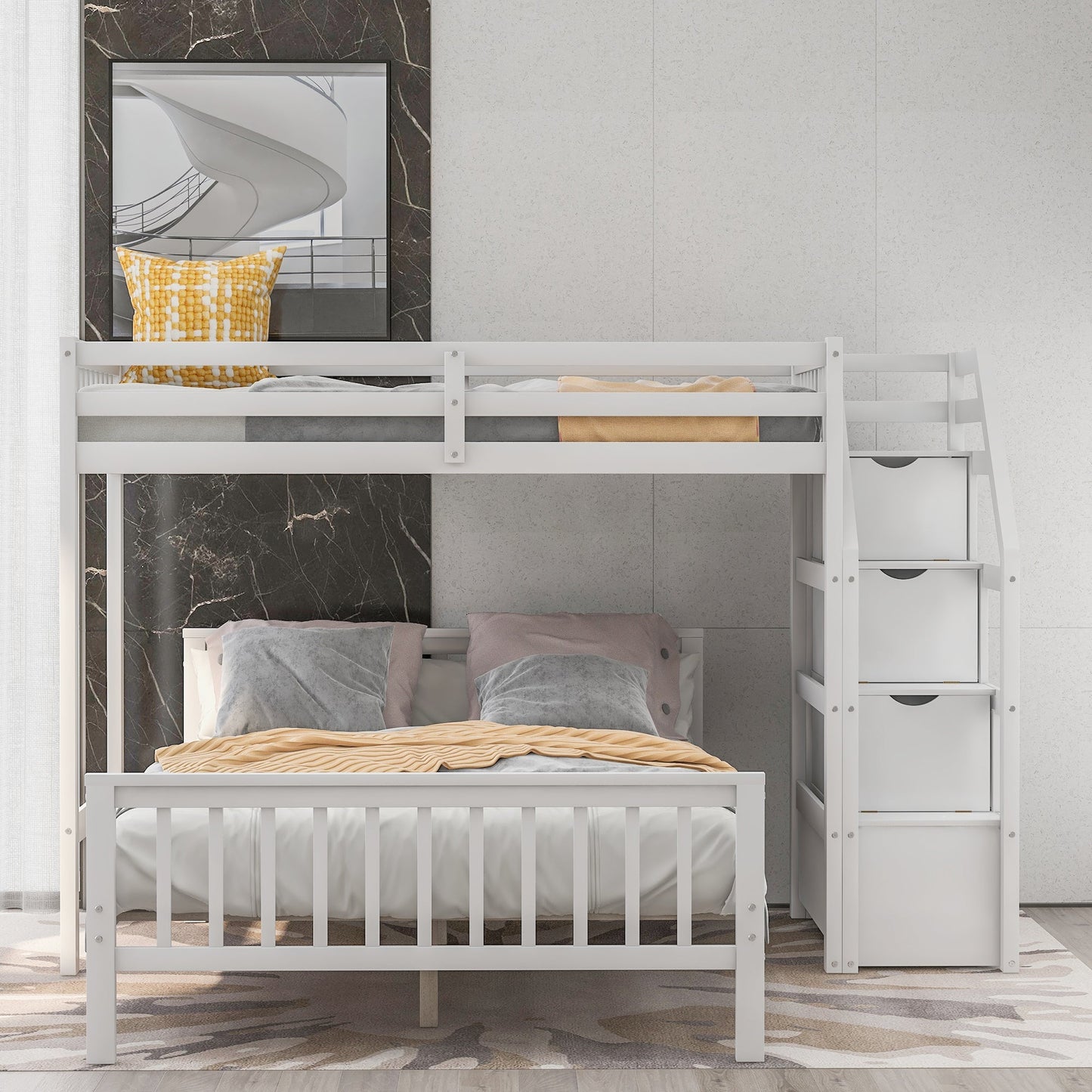 Twin over Full Loft Bed with Staircase