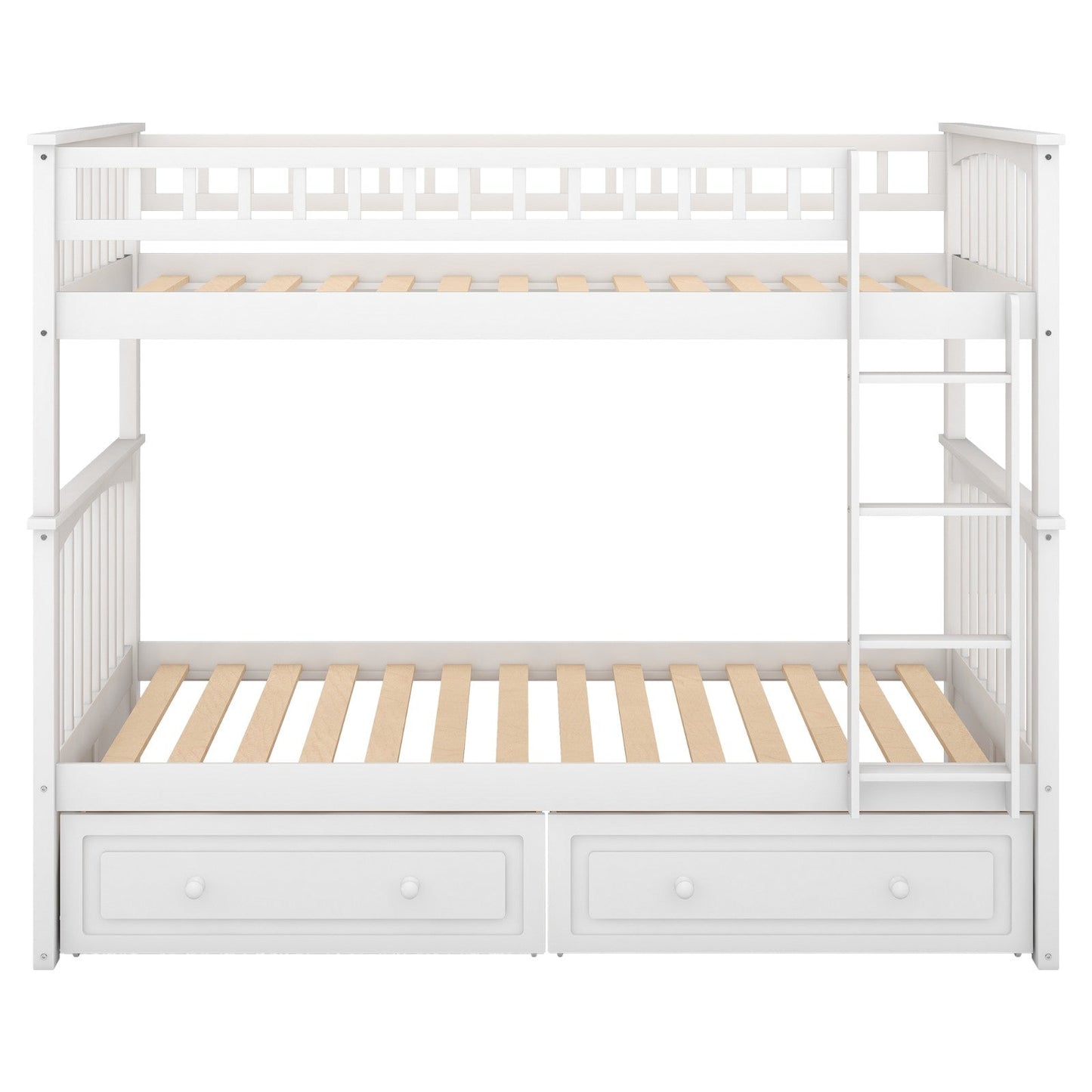 Twin over Twin Bunk Bed with Drawers Convertible Beds