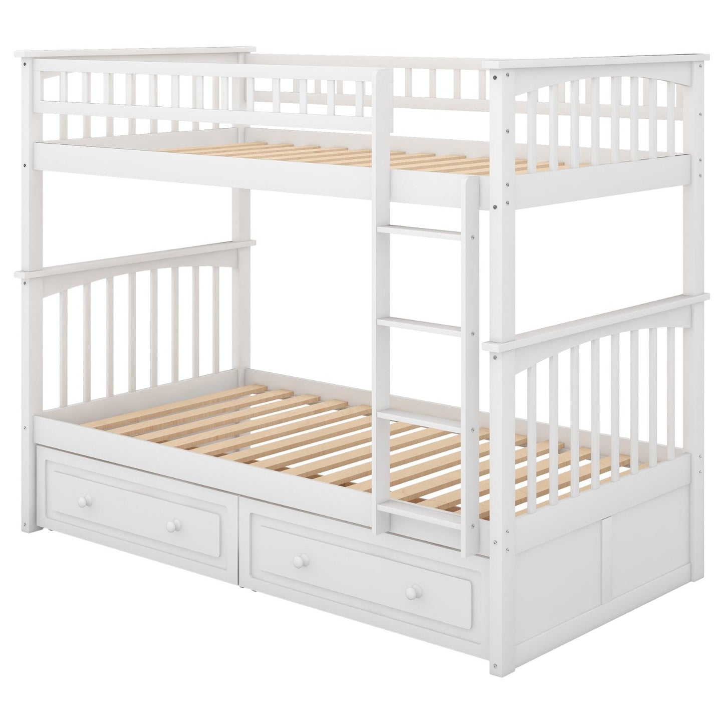 Twin over Twin Bunk Bed with Drawers Convertible Beds