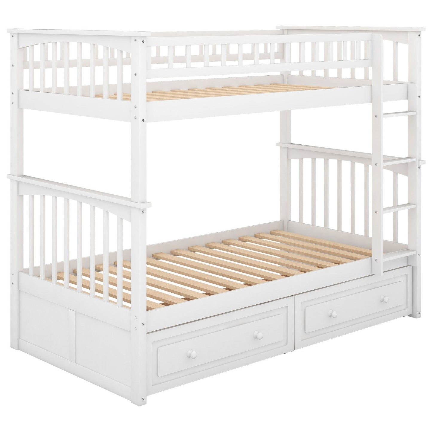 Twin over Twin Bunk Bed with Drawers Convertible Beds