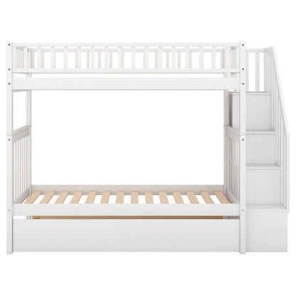 Twin-Over-Twin Bunk Bed with Trundle and Storage